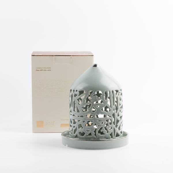 Medium Electronic Candle From Jiwar - Light Green + Silver