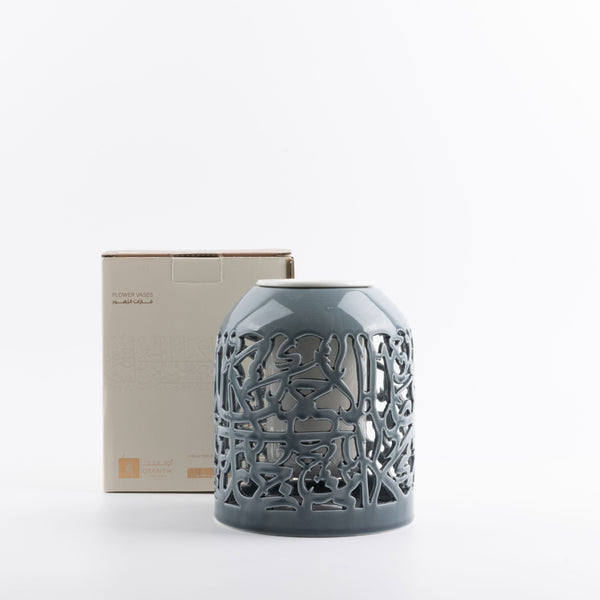 Flower Vase - L From Jiwar - Blue + Silver