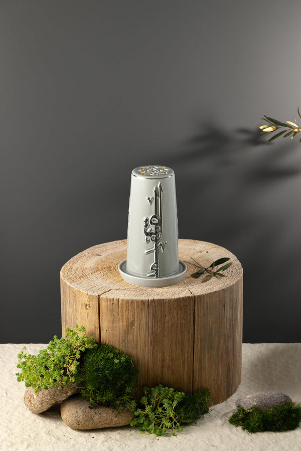 Small Electronic Candle From Liqaa -  Grey + Silver