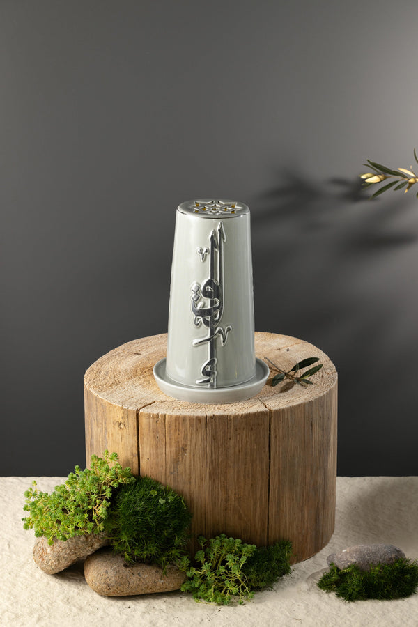 Medium Electronic Candle From Liqaa -  Grey + Silver