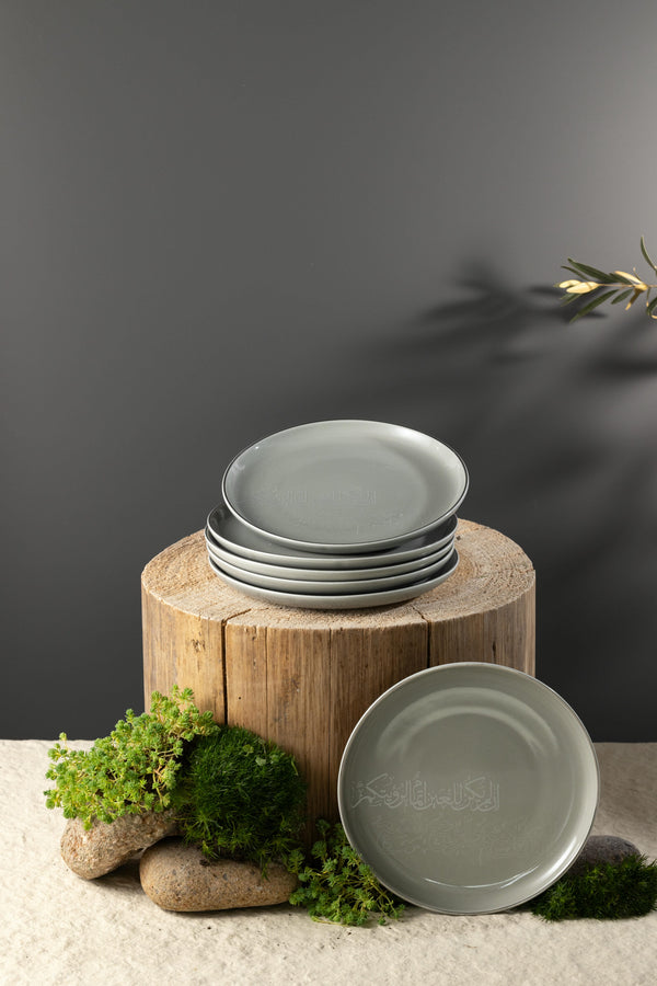 6 Serving Plates From Liqaa -  Grey + Silver