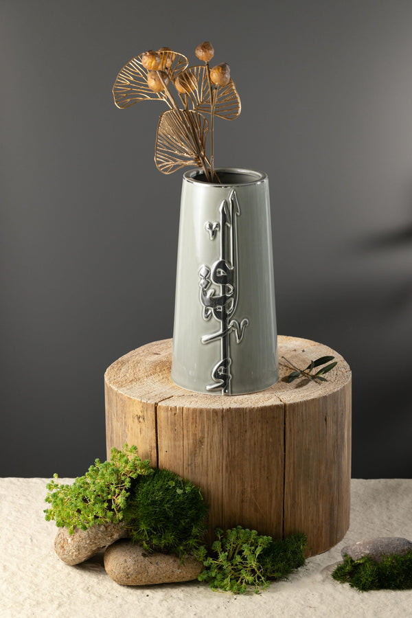 Flower Vase - L From Liqaa -  Grey + Silver