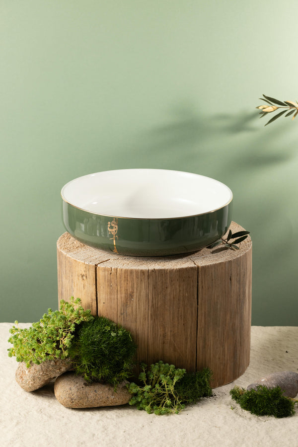 Porcelain Salad Bowl From Liqaa - Olive+Gold