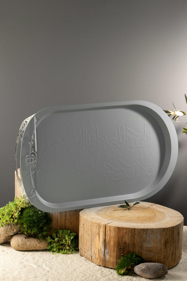 Iron Serving Tray From Liqaa -  Grey + Silver