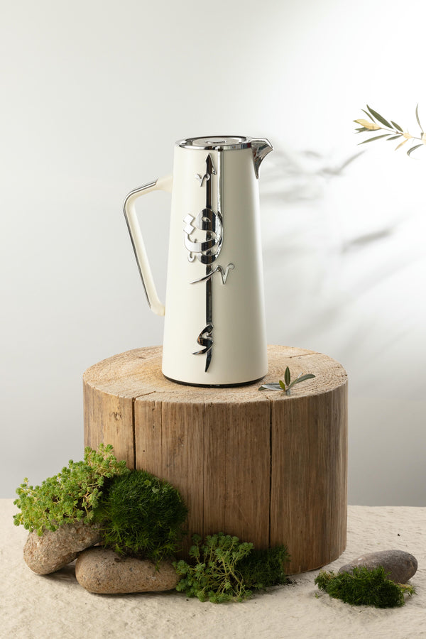 One Vacuum Flask For Tea And Coffee From Liqaa -  Pearl White + Silver