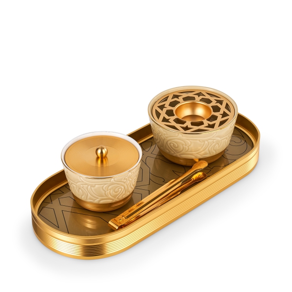 Incense Burner With Elegant Design Of 4 Pieces From Majlis - Beige