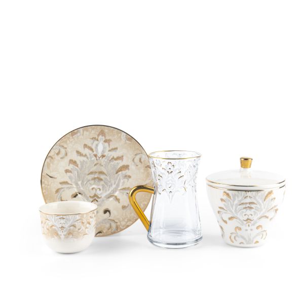 Tea And Arabic Coffee Set 19Pcs From Harir - Beige