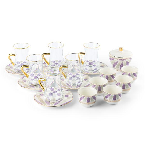 Tea And Arabic Coffee Set 19Pcs From Amal - Purple