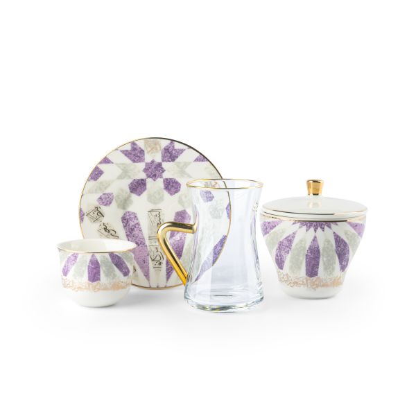 Tea And Arabic Coffee Set 19Pcs From Amal - Purple