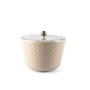 Medium Porcelain vase With Cover From Rattan - Beige