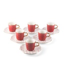 Turkish  Coffee Set 12Pcs From Rattan - Red