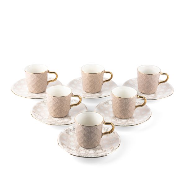 Turkish  Coffee Set 12Pcs From Rattan - Brown