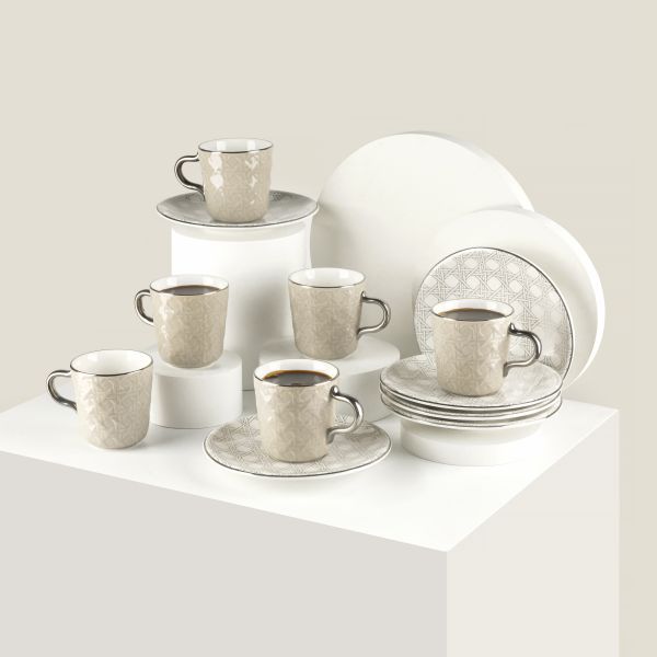 Turkish  Coffee Set 12Pcs From Rattan - Beige