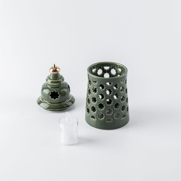 Medium electronic Candle From Rosette - Green