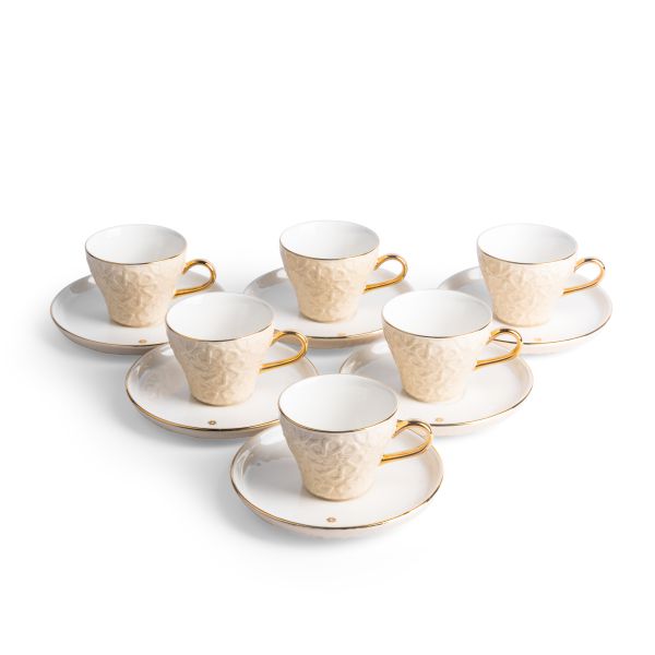 Turkish  Coffee Set 12Pcs From Crown - Beige