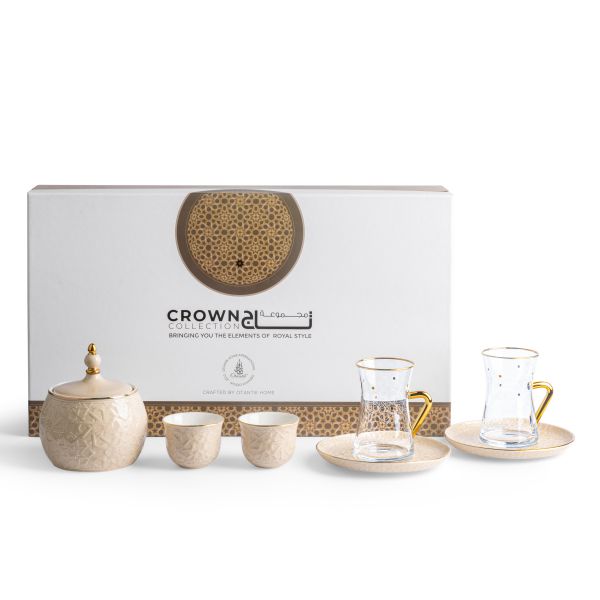 Tea And Arabic Coffee Set 19Pcs From Crown - Beige