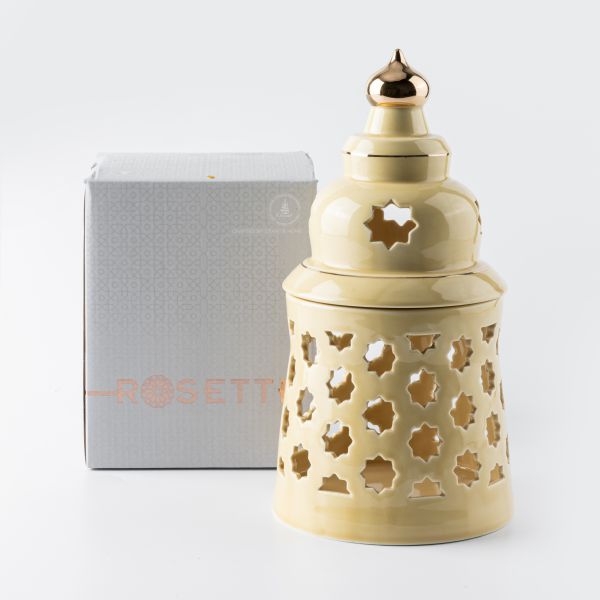 Large electronic Candle From Rosette - Ivory