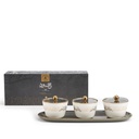 Sweet Bowls Set With Porcelain Tray 7 Pcs From Joud - Grey