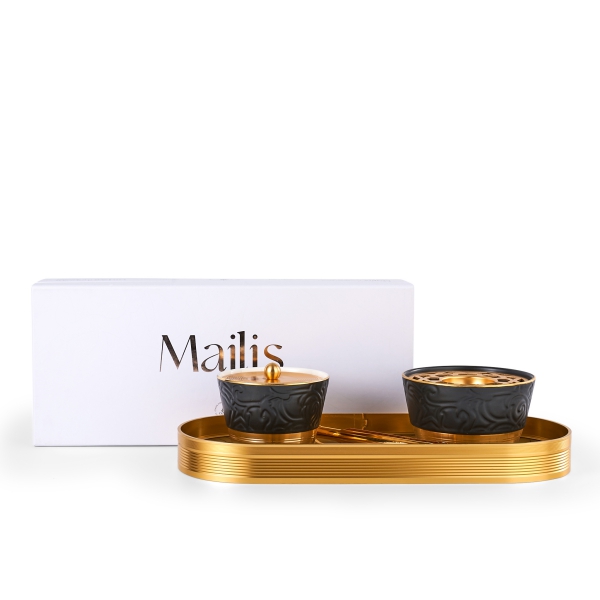 Incense Burner With Elegant Design Of 4 Pieces From Majlis - Black