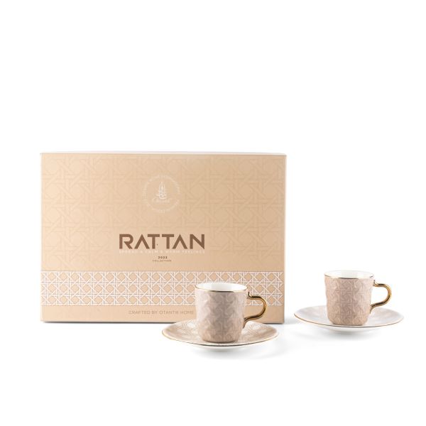 Turkish  Coffee Set 12Pcs From Rattan - Brown