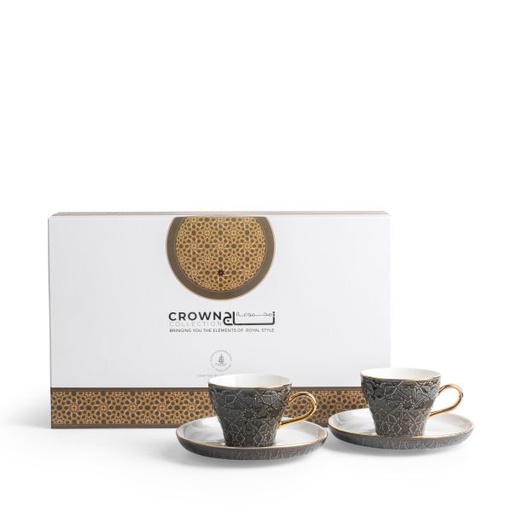 [ET2095] Tea Porcelain Set 12 Pcs From Crown - Black