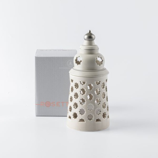 [ET2158] Medium electronic Candle From Rosette - Beige