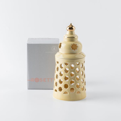 [ET2161] Medium electronic Candle From Rosette - Ivory