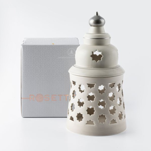 [ET2163] Large electronic Candle From Rosette - Beige