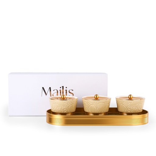 [AM1022] Sweet Bowls Set With Porcelain Tray 7 Pcs From Majlis - Beige