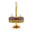 Stand For Serving Sweets 2 Bowls With Arabic Design From Joud - Brown