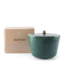 Large Porcelain vase With Cover From Rattan - Green