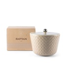 Medium Porcelain vase With Cover From Rattan - Beige